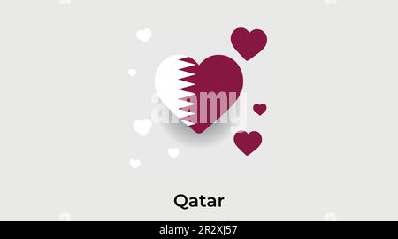 Qatar country heart. Love Qatar national flag vector illustration Stock Vector
