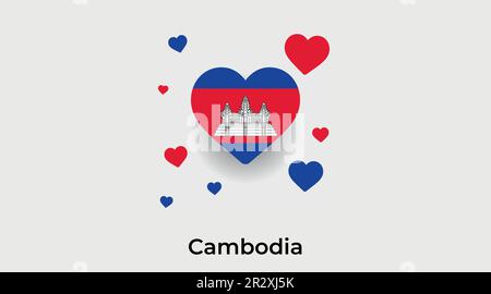 Cambodia country heart. Love Cambodia national flag vector illustration Stock Vector