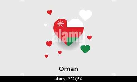 Oman country heart. Love Oman national flag vector illustration Stock Vector