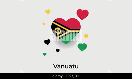 Vanuatu country heart. Love Vanuatu national flag vector illustration Stock Vector