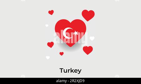 Turkey country heart. Love Turkey national flag vector illustration Stock Vector