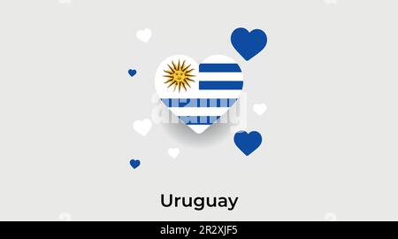 Uruguay country heart. Love Uruguay national flag vector illustration Stock Vector