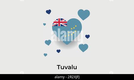 Tuvalu country heart. Love Tuvalu national flag vector illustration Stock Vector