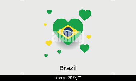 Brazil country heart. Love Brazil national flag vector illustration Stock Vector