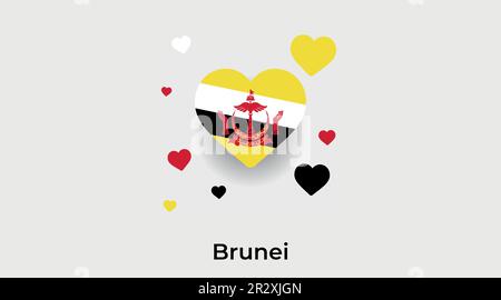 Brunei country heart. Love Brunei national flag vector illustration Stock Vector