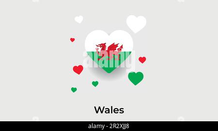 Wales country heart. Love Wales national flag vector illustration Stock Vector