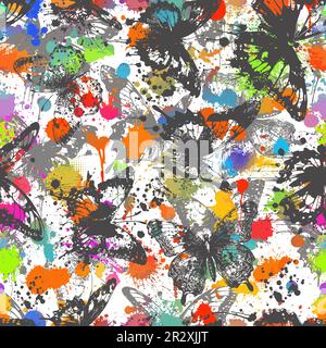 Seamless pattern of colored butterflies. Vector illustration Stock Vector