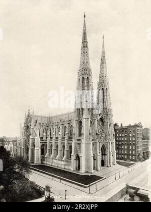 Old St. Patrick's Cathedral History, New York City, New York, NYC, 1900, 1904 Stock Photo