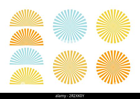 Bursting rays sunrise. Radial sun burst vector illustration Stock Vector