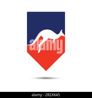 Kangaroo jumping logo template vector illustration Australian flag colors . Stock Vector