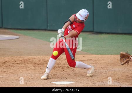 Baton Rouge, LA, USA. 21st May, 2023. ULL's Lauren Allred (11) tries for a base hit during NCAA Regional Softball action between the University of Louisiana at Lafayette Ragin' Cajuns and the LSU Tigers at Tiger Park in Baton Rouge, LA. Jonathan Mailhes/CSM/Alamy Live News Stock Photo