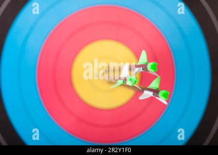 Arrows in archery target Stock Photo