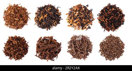 set dried smoking tobacco. Isolated on a white background Stock Photo