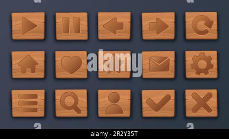 Wooden buttons set Stock Vector