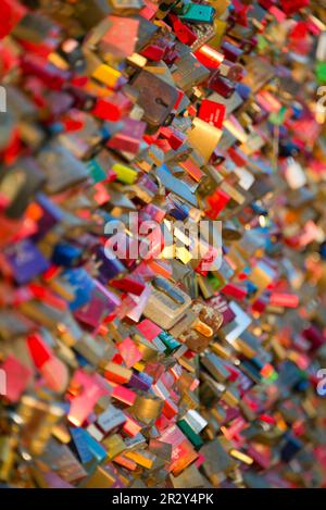 Love locks, Hohenzollern Bridge, Cologne, North Rhine-Westphalia, Germany Stock Photo