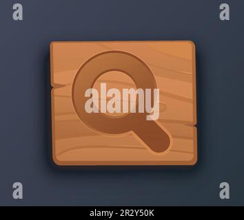 Wooden button loupe Stock Vector