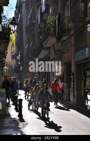 Old Town Street, Barcelona, Catalonia, Spain Stock Photo