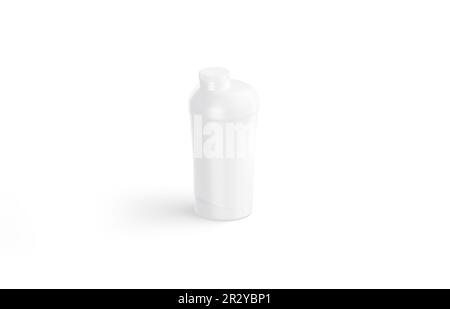 Blank white fitness shaker bottle mockup, side view Stock Photo