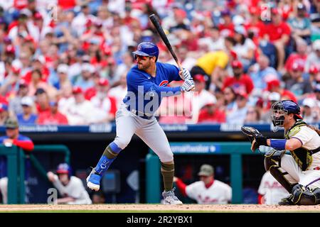 PHILADELPHIA, PA - MAY 21: Mike Tauchman #40 of the Chicago Cubs at bat  during the game against the Philadelphia Phillies at Citizens Bank Park on  May 20, 2023 in Philadelphia, Pennsylvania. (