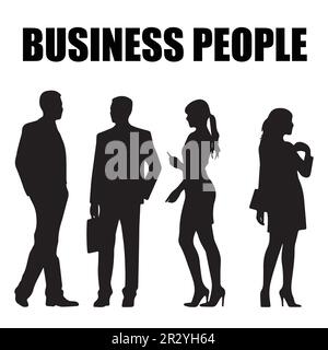 A black and white Business people silhouette vector set. Stock Vector