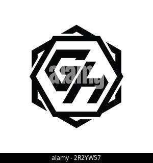 GH Logo monogram hexagon shape with geometric abstract isolated outline design template Stock Photo