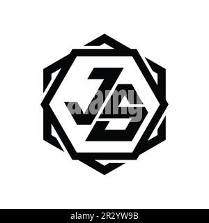 JS Logo monogram gaming with hexagon geometric shape design template ...