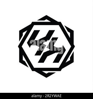 KK Logo monogram hexagon shape with geometric abstract isolated outline design template Stock Photo