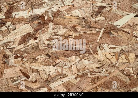 Surface of a sheet of oriented strand board building material. Stock Photo