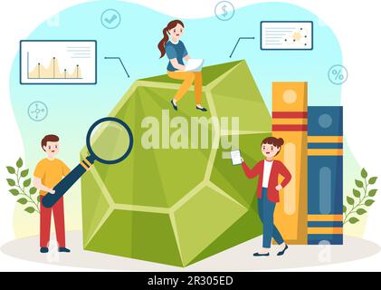 Mineralogist Vector Illustration with Natural Stone and Mineral Structure for Jewelry or Chemical Reaction in Flat Cartoon Hand Drawn Templates Stock Vector