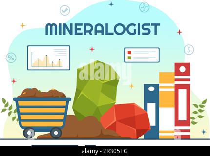 Mineralogist Vector Illustration with Natural Stone and Mineral Structure for Jewelry or Chemical Reaction in Flat Cartoon Hand Drawn Templates Stock Vector