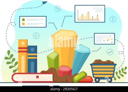 Mineralogist Vector Illustration with Natural Stone and Mineral Structure for Jewelry or Chemical Reaction in Flat Cartoon Hand Drawn Templates Stock Vector