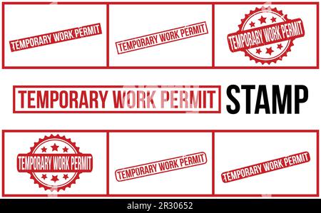 Temporary Work Permit rubber grunge stamp set vector Stock Vector