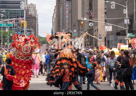 New York, United States. 21st May, 2023. NEW YORK, NEW YORK - MAY 21: Participants march at the Second Annual Asian American and Pacific Islander (AAPI) Cultural Heritage Parade on Sixth Avenue on May 21, 2023 in New York City. Credit: Ron Adar/Alamy Live News Stock Photo