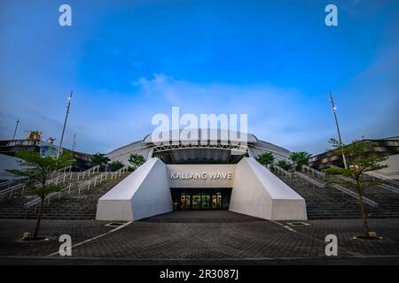 Kallang Wave Mall is a shopping mall which is part of the Singapore Sports Hub located at Kallang, Stock Photo