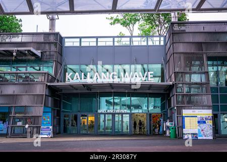 Kallang Wave Mall is a shopping mall which is part of the Singapore Sports Hub located at Kallang, Stock Photo