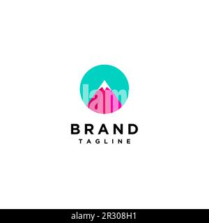 Cream Colored Mountain Peak Minimalist Logo Design. The pencil tip resembles a mountain peak with a cheerful cream color. Stock Vector
