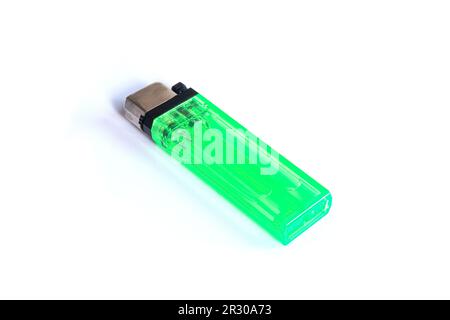 green lighter isolated on white background Stock Photo