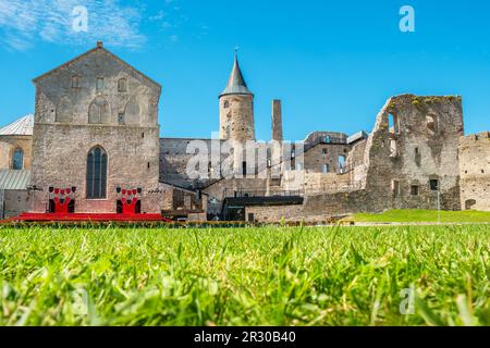 Front view to 13th century Episcopal Castle ruin in Haapsalu. Estonia, Baltic States Stock Photo