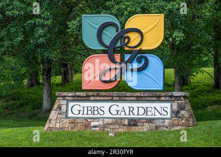 Entrance to Gibbs Gardens in Ball Ground, Georgia. (USA) Stock Photo