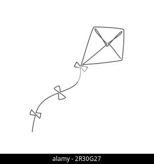 Kite One line drawing on white background Stock Vector
