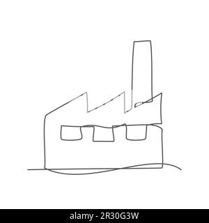 Factory One line drawing on white background Stock Vector