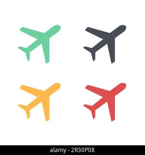 Airplane flight tickets air fly travel takeoff silhouette element. Plane symbol. Travel icon. Flat design. Stock Vector
