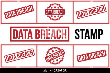 Data Breach rubber grunge stamp set vector Stock Vector
