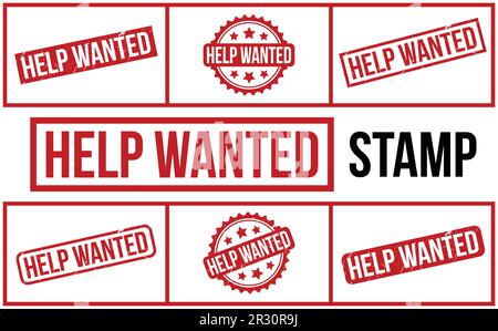 Help Wanted rubber grunge stamp set vector Stock Vector