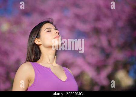 Relaxed teen breathing fresh air in a rural town Stock Photo - Alamy