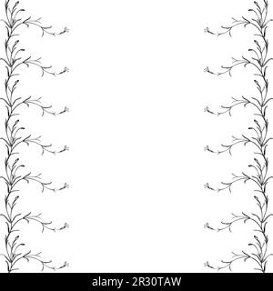 Botanical hand drawn floral frame Vintage flowers border.Wildflower plant abstract background. Creative trendy greeting card, celebration, wedding inv Stock Vector