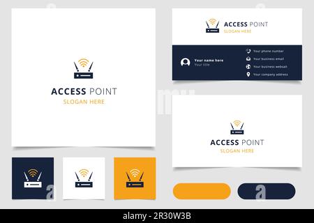 Access point logo design with editable slogan. Branding book and business card template. Stock Vector