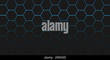 Abstract dark blue background technology futuristic digital concept with honeycomb shape, for banner, backdrop, cover. Vector illustration Stock Vector
