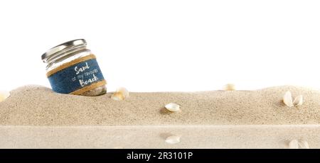 Beach Sand with Souvenir Panorama View isolated on white background Stock Photo