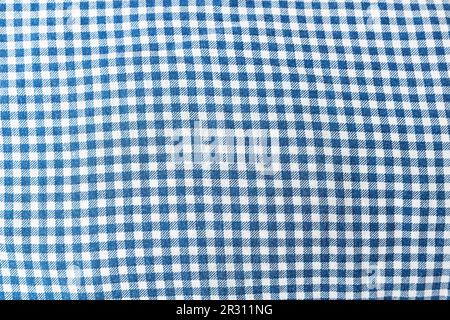 Fabric, tablecloth in blue check, can be used for background Stock Photo
